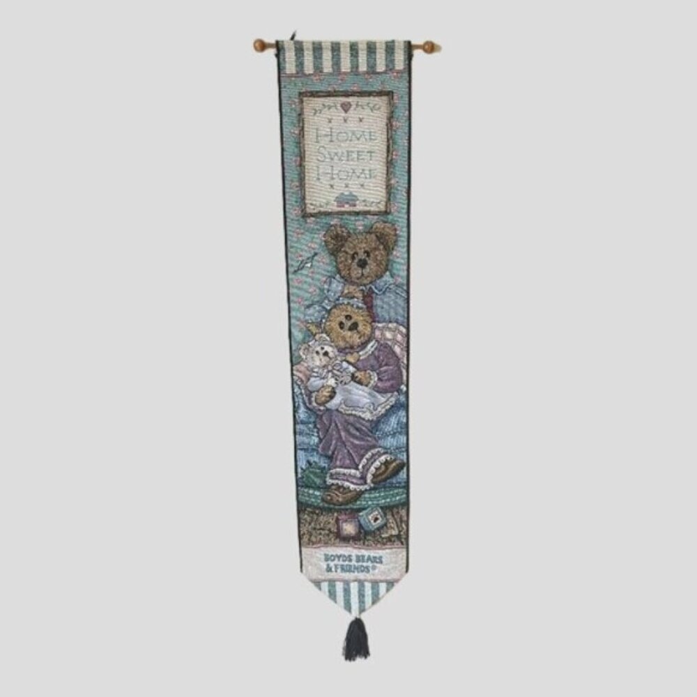 Boyds Bears "Home Sweet Home" Tapestry Wall Hanging Banner